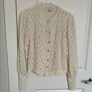 RIHOAS Cream Lace Button-Down Blouse